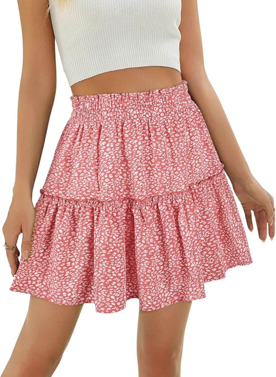 Berydress Womens Ruffle Mini Skirt 2025 Trendy Beach Vacation High Waisted Tiered A Line Casual Summer Boho Flowy Skirts