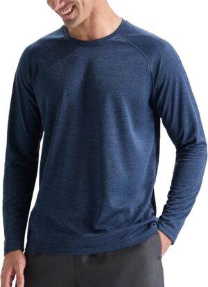 Men's Active Casual Long Sleeve Shirts Lightweight Dry Fit Workout Running Athletic Comfortable T-Shirts