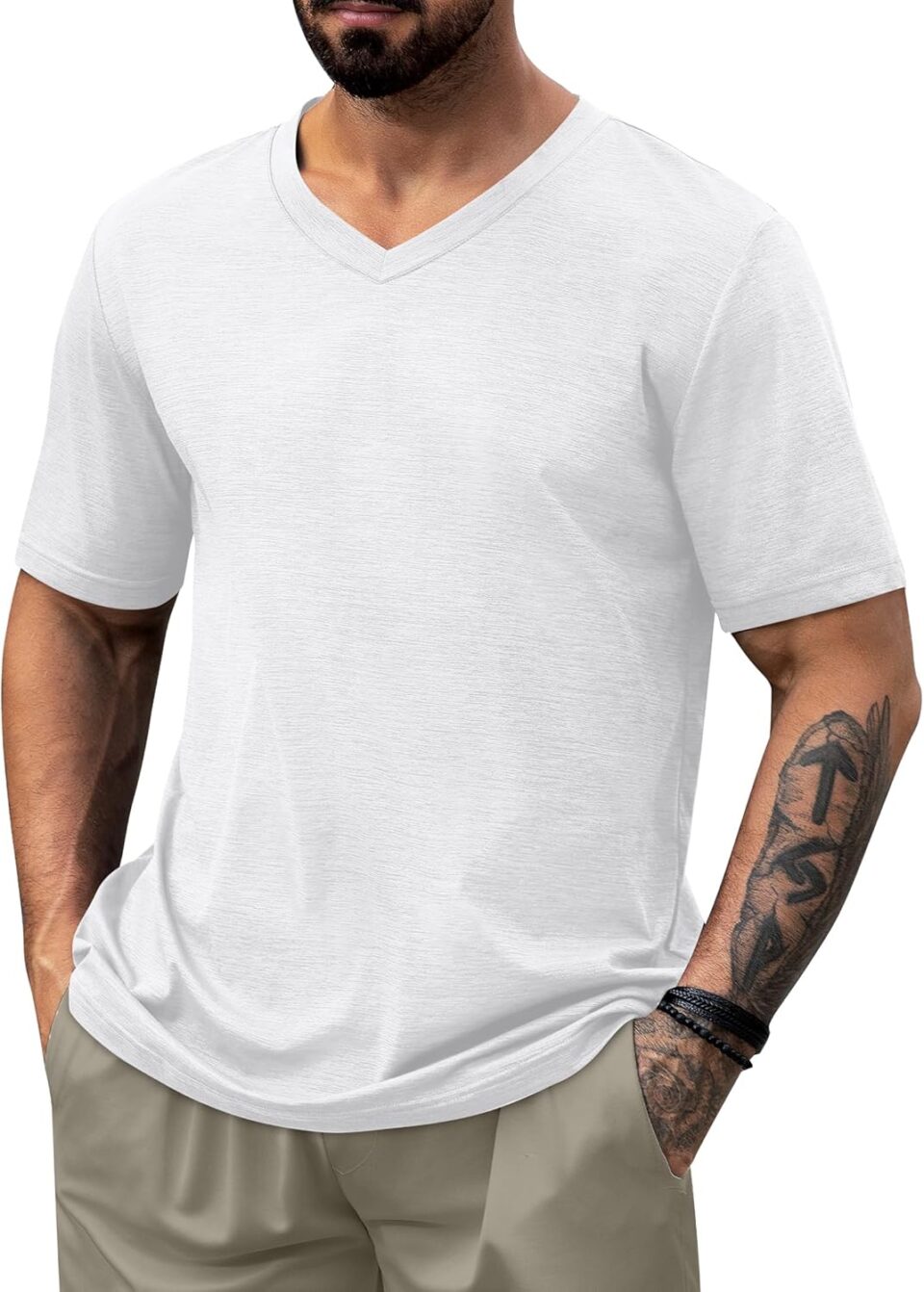 NIASHOT Mens T Shirts Short Sleeve Classic V Neck T-Shirt Casual Summer Basic Tee Shirt