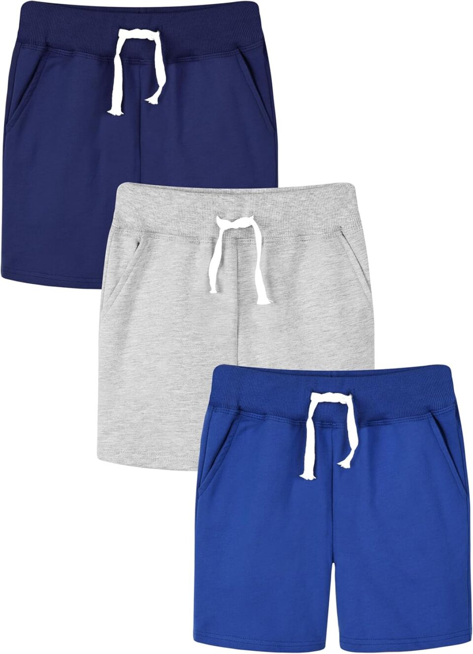 Resinta 3 Packs Toddler Boy Shorts Baby Boy Cotton Shorts Soft Casual Elastic Waist with Drawstring Clothes for Summer