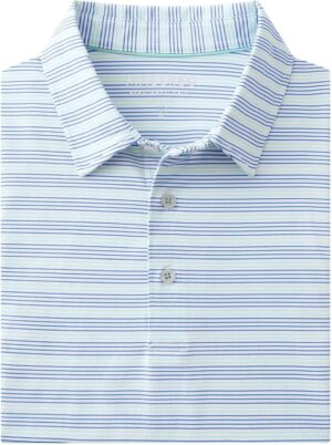 M MAELREG Mens Golf Shirts Dry Fit Moisture Wicking Performance Sports Short Sleeve Striped Collared Polo Shirts for Men