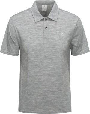 Little Donkey Andy Mens Wool Polo Shirts Moisture Wicking, Quick-Dry Performance Short Sleeve Golf Shirts for Men