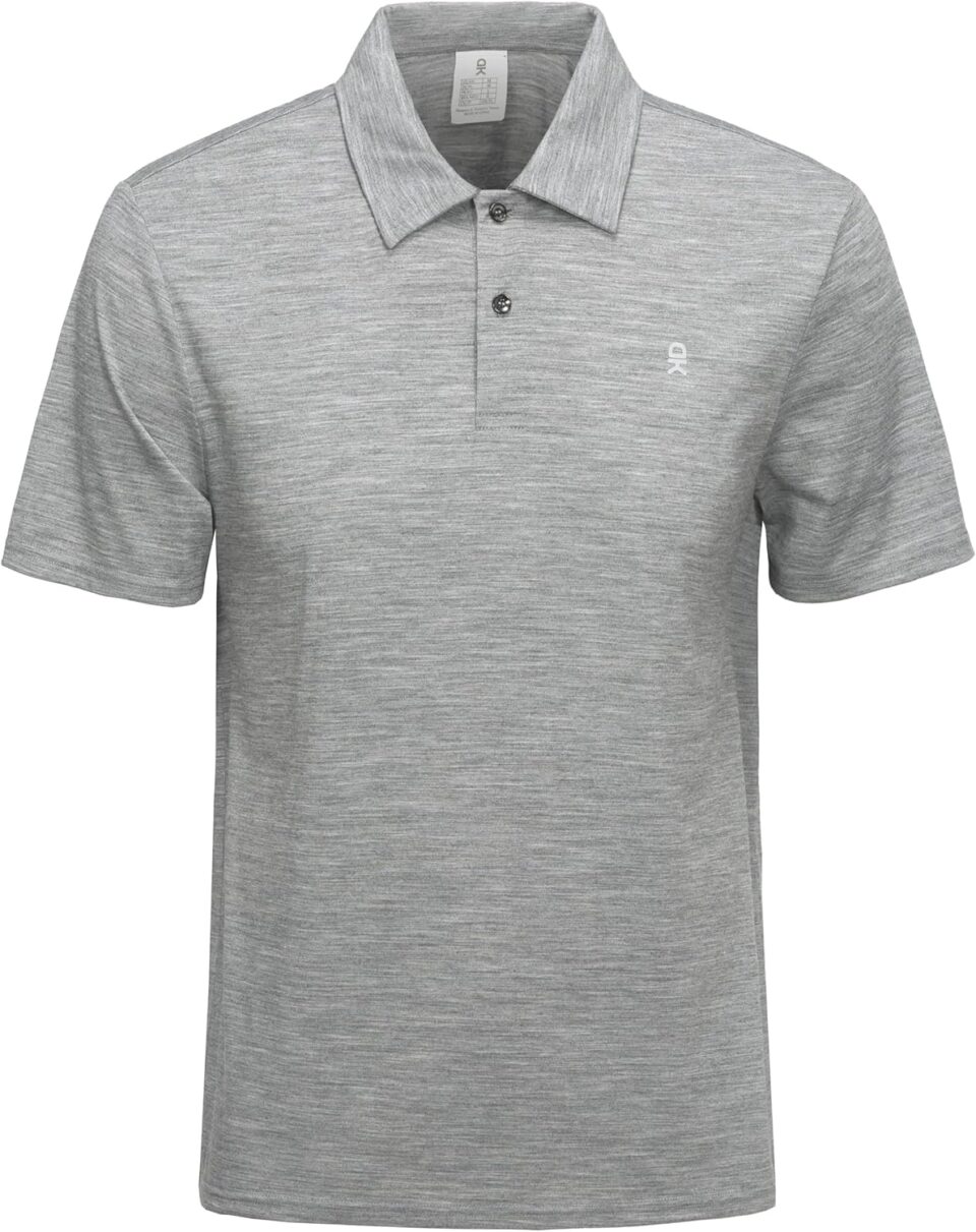 Little Donkey Andy Mens Wool Polo Shirts Moisture Wicking, Quick-Dry Performance Short Sleeve Golf Shirts for Men