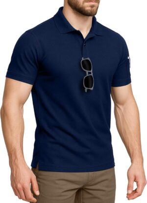NY Threads Mens Polo Shirt Short Sleeves Quick Dry Performance Tactical Pique Jersey Golf Shirt