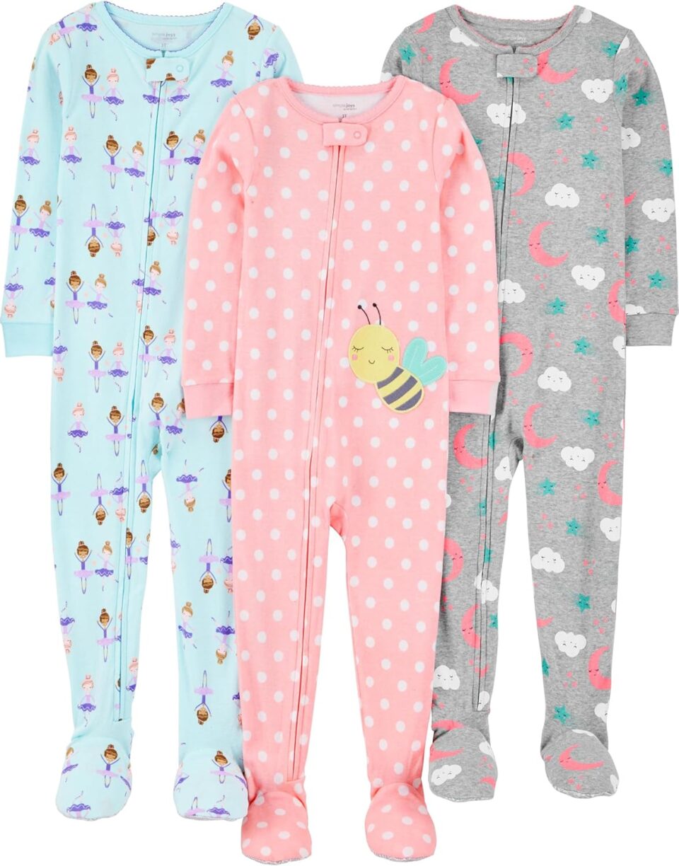 Simple Joys by Carter's Toddlers and Baby Boys' Snug-Fit Footed Cotton Pajamas, Pack of 3