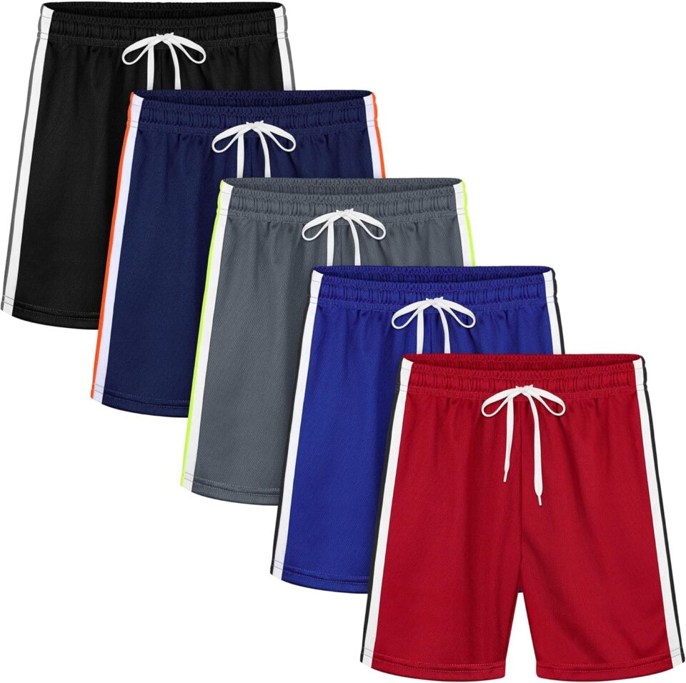 Resinta 5 Pack Toddler Boy Shorts Boys Mesh Quick Dry Athletic Pull-On Shorts Clothes with Elastic Waist for Summer Wear