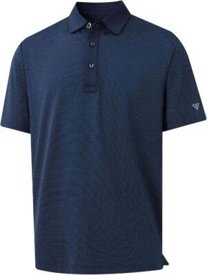 M MAELREG Mens Golf Shirts Moisture Wicking Dry Fit Business Casual Stretch Jacquard Short Sleeve Golf Polo Shirts for Men