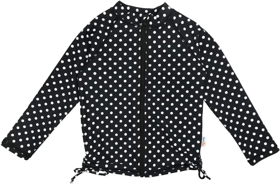 SwimZip Girls UPF 50+ Long Sleeve Zip Rash Guard Swim Shirt Top