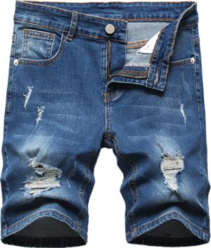 GUNLIRE Boy's Jean Shorts Stretch Ripped Distressed Slim Fit Fashion Denim Shorts with Pockets