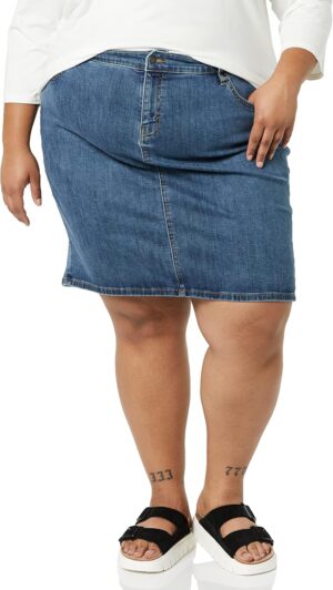 Amazon Essentials Women's Classic 5-Pocket Denim Skirt (Available in Plus Size)