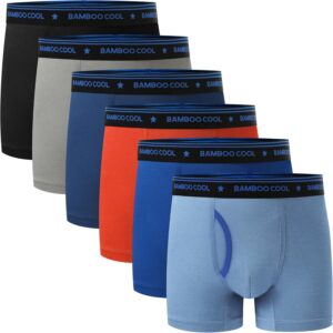 BAMBOO COOL Boys' Underwear Boxer Briefs 6-Pack with Fly Pouch Comfortable and Tag Free