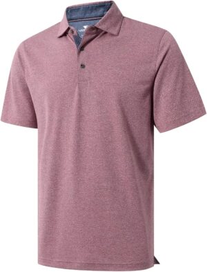 VEBOON Men's Polo Shirts Long and Short Sleeve Cotton Blend Heather Moisture Wicking Casual Collared Shirts