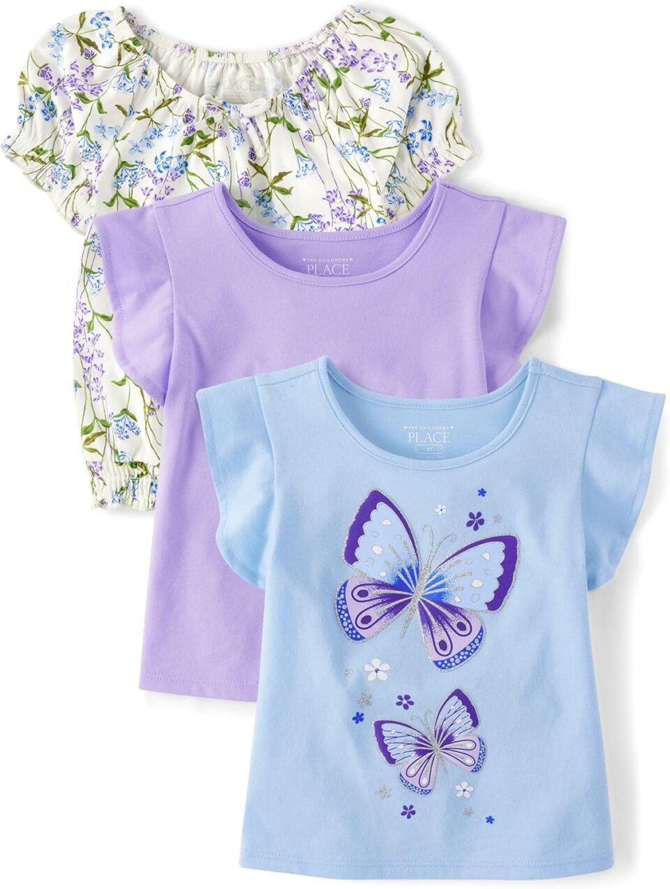 The Children's Place Baby Girls' and Toddler Short Sleeve Flutter Shirt