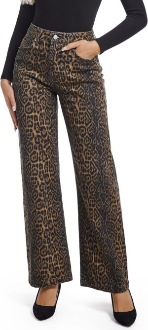 Women's Jeans Straight Leg Casual High Waisted Stretch Trendy Black Pull On Jeans for Women