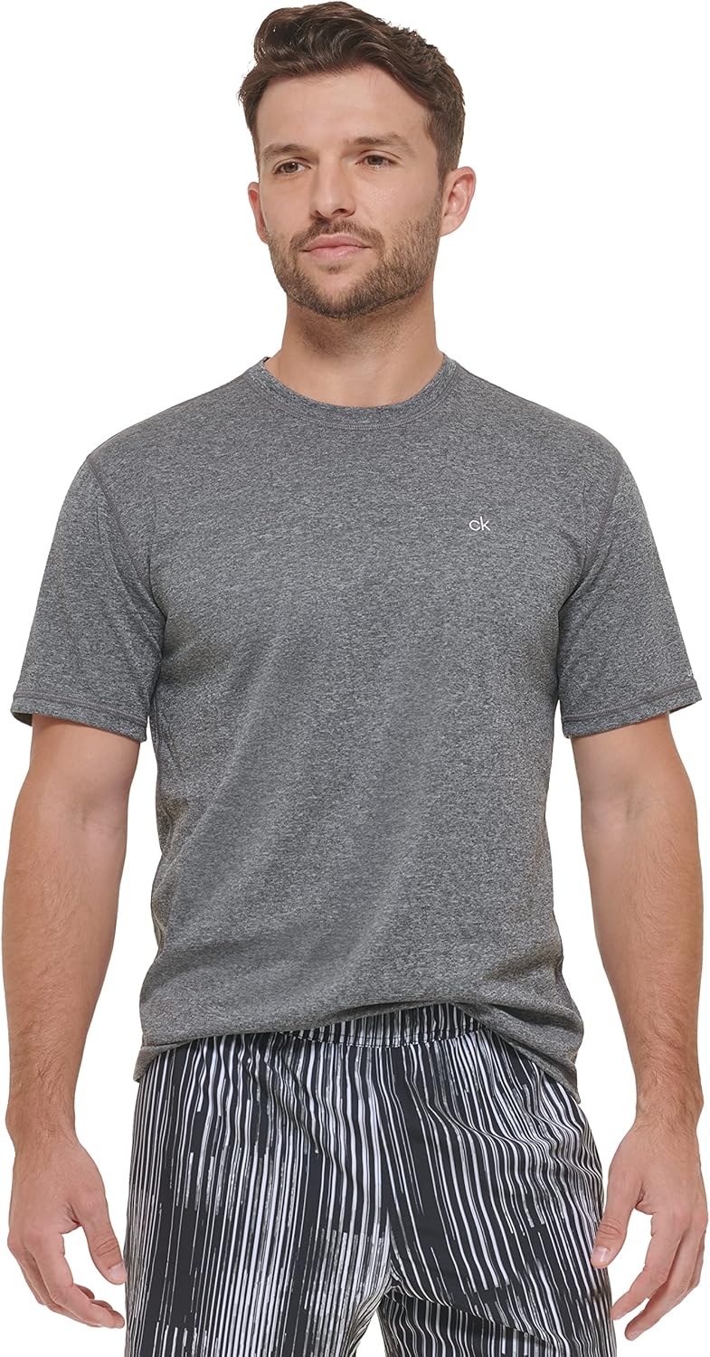 Calvin Klein Men's Standard Light Weight Quick Dry Short Sleeve 40+ UPF Protection Active Top