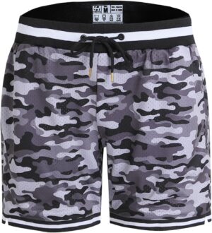 Pullonsy Basketball Athletic Mesh Shorts with Zip Pockets for Men, Running Workout Gym Sports 7 Inche Inseam
