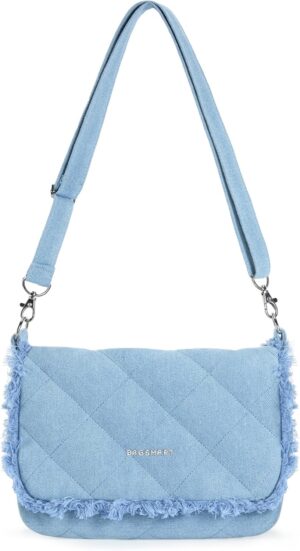 BAGSMART Denim Purse Crossbody Bag for Women Jean Canvas Shoulder Bag Purse Handbag Retro Blue Tote Bag with Adjustable Strap