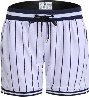 Pullonsy Basketball Athletic Mesh Shorts with Zip Pockets for Men, Running Workout Gym Sports 7 Inche Inseam