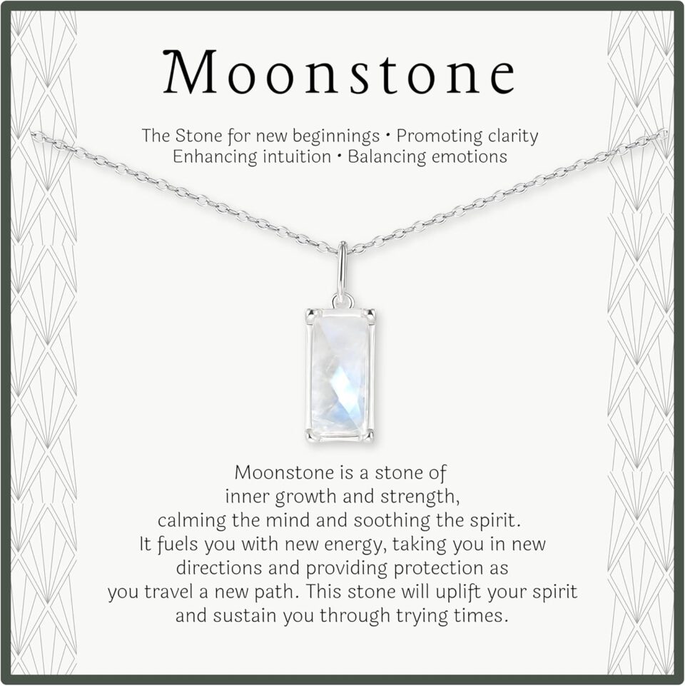 HOPE LOVE SHINE New Beginnings Rainbow Moonstone Sterling Silver Necklace for Women