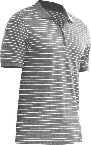 ZTN Men's Polo Shirts Short Sleeve Dry Fit Performance Moisture Wicking Zipper Golf Polo Shirts Striped Daily Casual T-Shirt