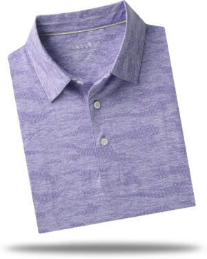 M MAELREG Golf Shirts for Men Short Sleeve Heather Jacquard Textured Stretch Moisture Wicking Performance Mens Polo Shirts