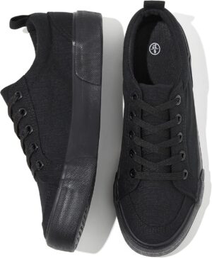 Uoidru Canvas Shoes for Women White Tennis Sneakers Womens Black Shoes Casual Comfortable Low Top Skateboard Fashion Sneakers