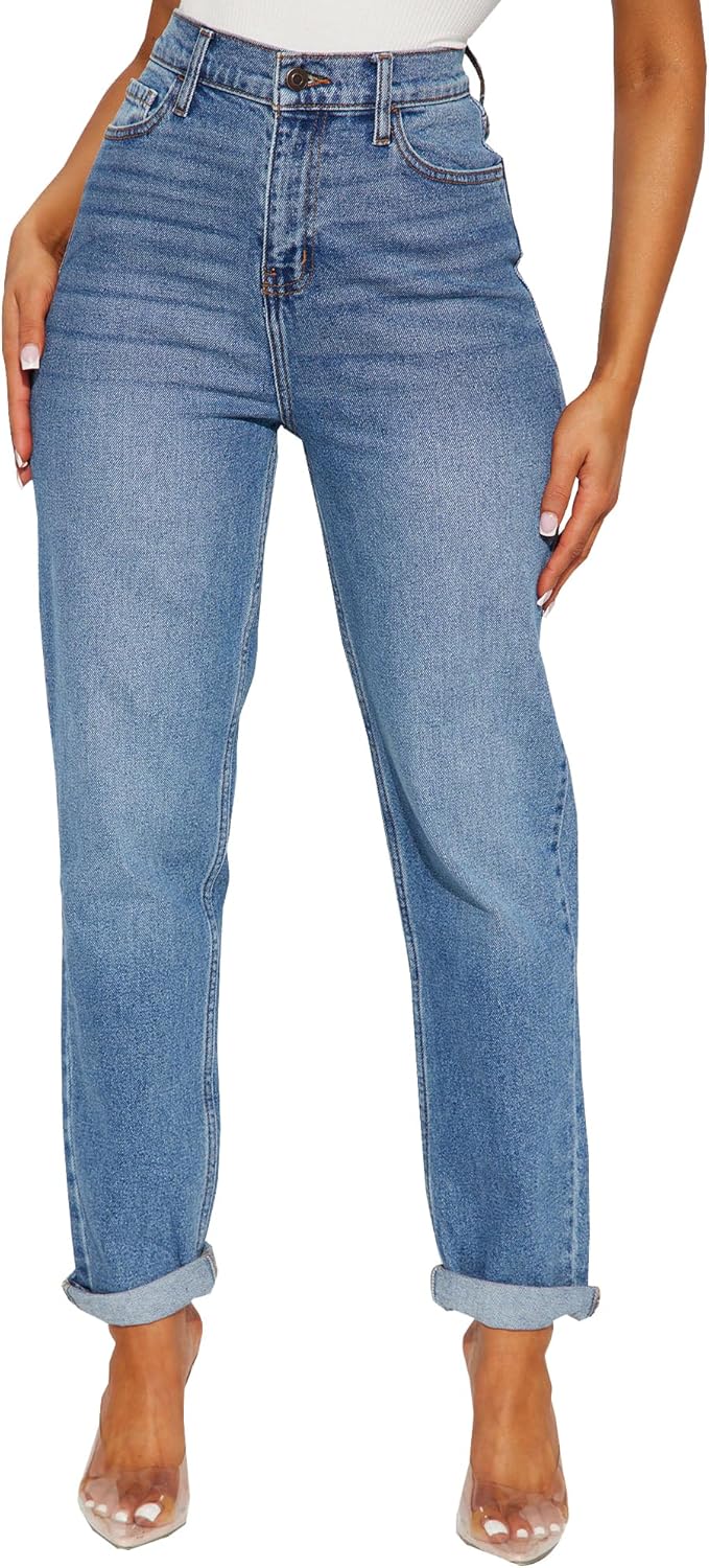 BessCops Women's Boyfriend Jeans Stretchy Ripped Distressed Denim Mom Jean Pants