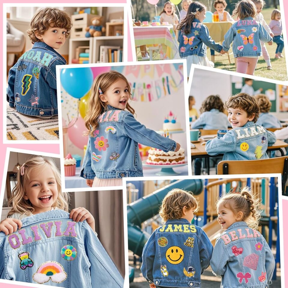 Personalized Kids Denim Jackets with Name | Boys Girls Clothes | Custom Jeans Jacket | Boy Girl Fashion | Toddlers Jackets for Kids | Birthday Christmas Easter Gifts for Toddlers Girls Boys 1-8