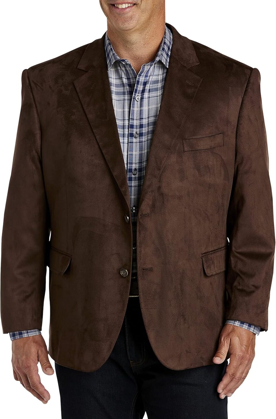 Oak Hill by DXL Men's Big and Tall Faux-Suede Sport Coat Brown 2XLT