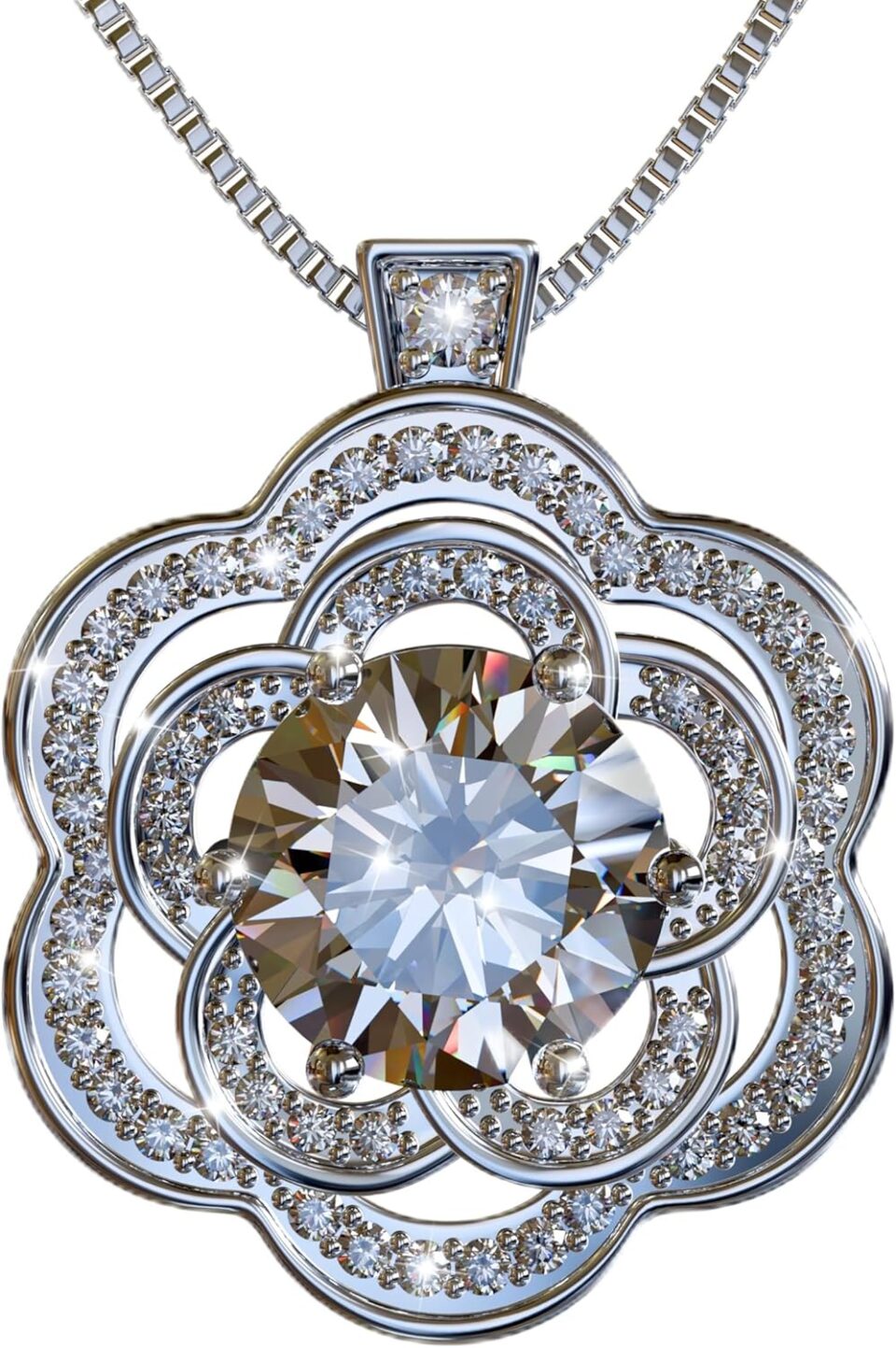 Elegant Moissanite Necklace for Women – Stunning Silver Jewelry Perfect for Birthday Gifts, Graduation, and Anniversaries. Ideal for Mother’s Day and Special Occasions.