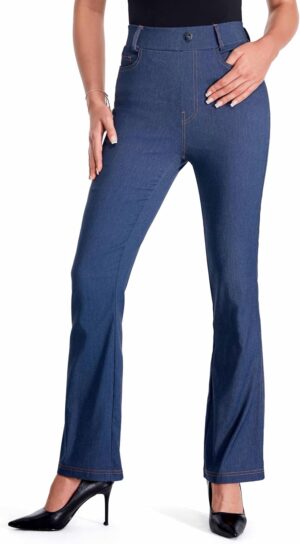 AFITNE Women’s High Waisted Stretchy Pull On Flare Jeans Trendy Fashion Cute Bootcut Denim Like Jeggings