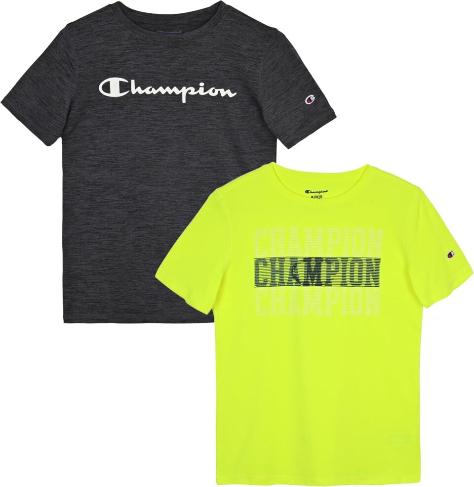 Champion Boys Tee Shirts 2 Pack Short Sleeve T-Shirts for Boys in Sizes 4-18