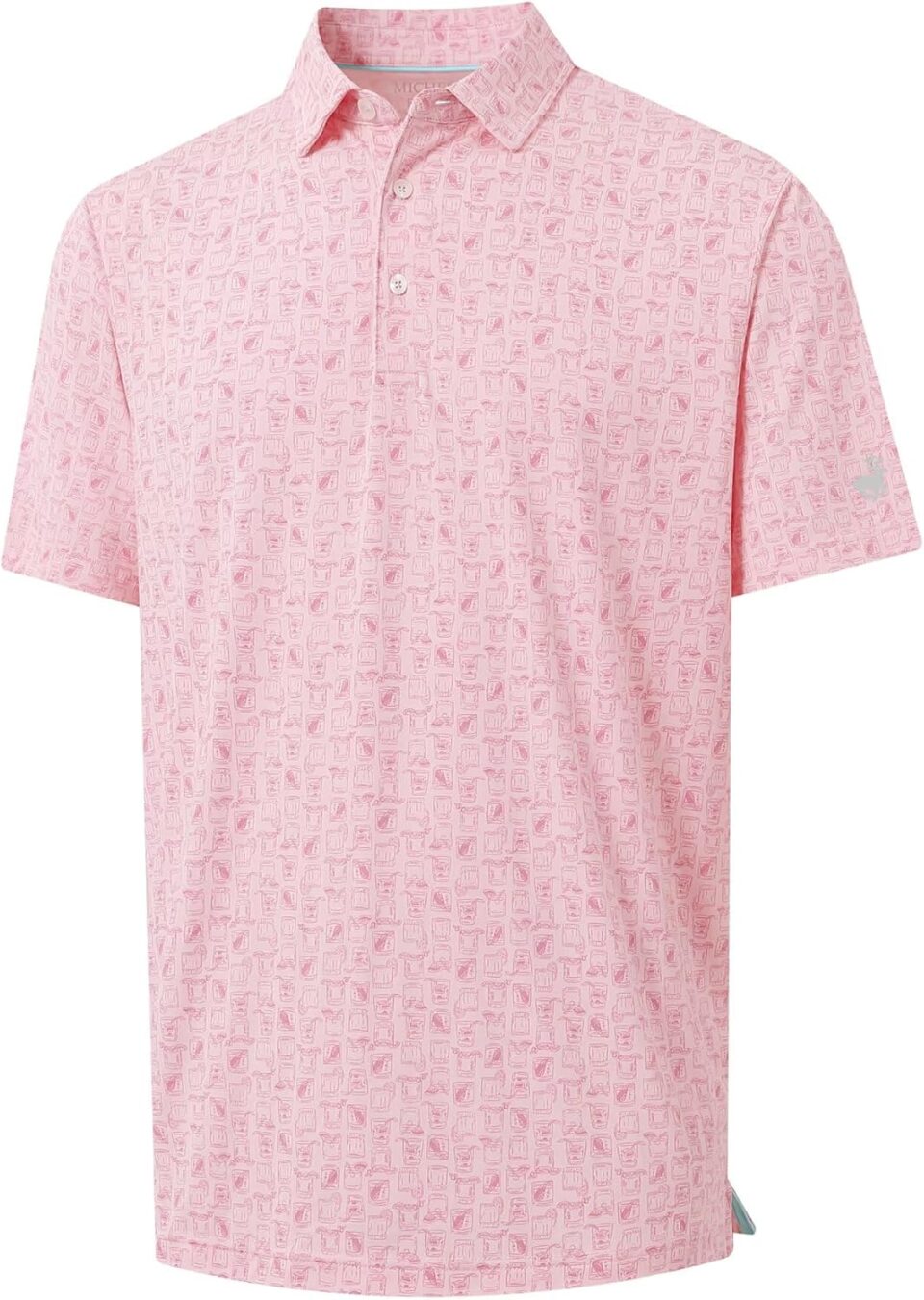 MICHEL ROUEN Mens Polo Shirts Heather Jacquard/Print/Striped Performance Moisture-Wicking Casual Collared Golf Shirts for Men
