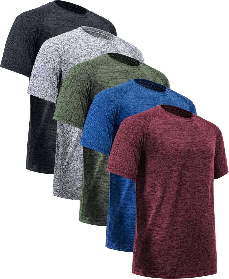 Workout Shirts for Men Short Sleeve Quick Dry Athletic Gym Active T Shirt Moisture Wicking