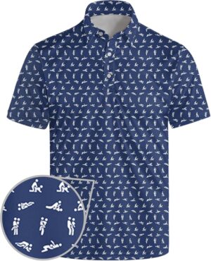 Golf Polo Shirts for Men Funny Print Short Sleeve Golf Shirts Performance Golf Polos