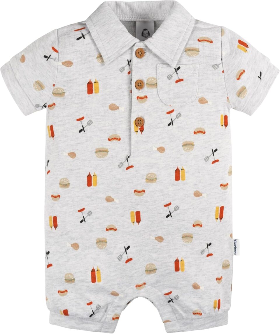 Gerber baby-boys Cotton Polo Romper