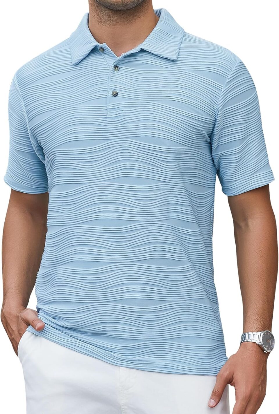 Alex Vando Mens Sweater Polo Long Sleeve Soft Knitted Jacquard Pullover Collared Sweater