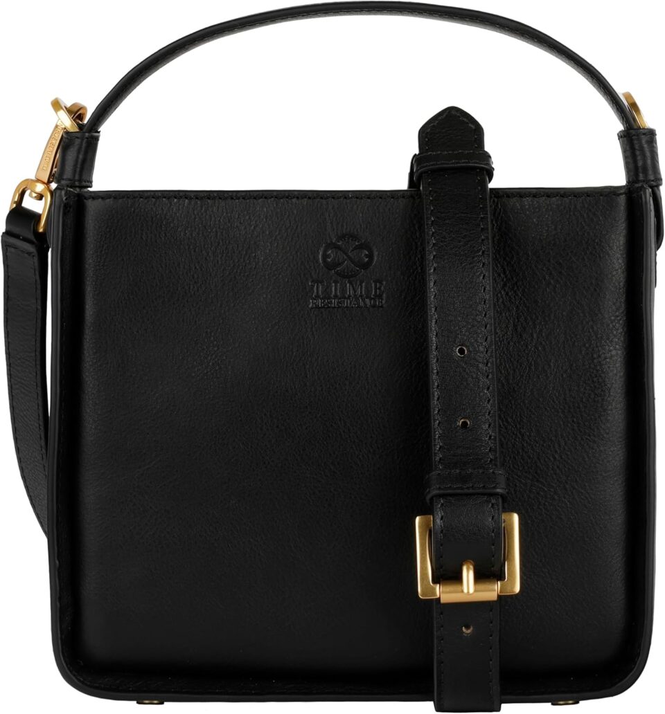 Time Resistance Leather Handbag - Full-Grain Leather Purse for Women - Tote Bag with Detachable Shoulder Strap