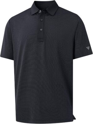 M MAELREG Mens Golf Shirts Moisture Wicking Dry Fit Business Casual Stretch Jacquard Short Sleeve Golf Polo Shirts for Men