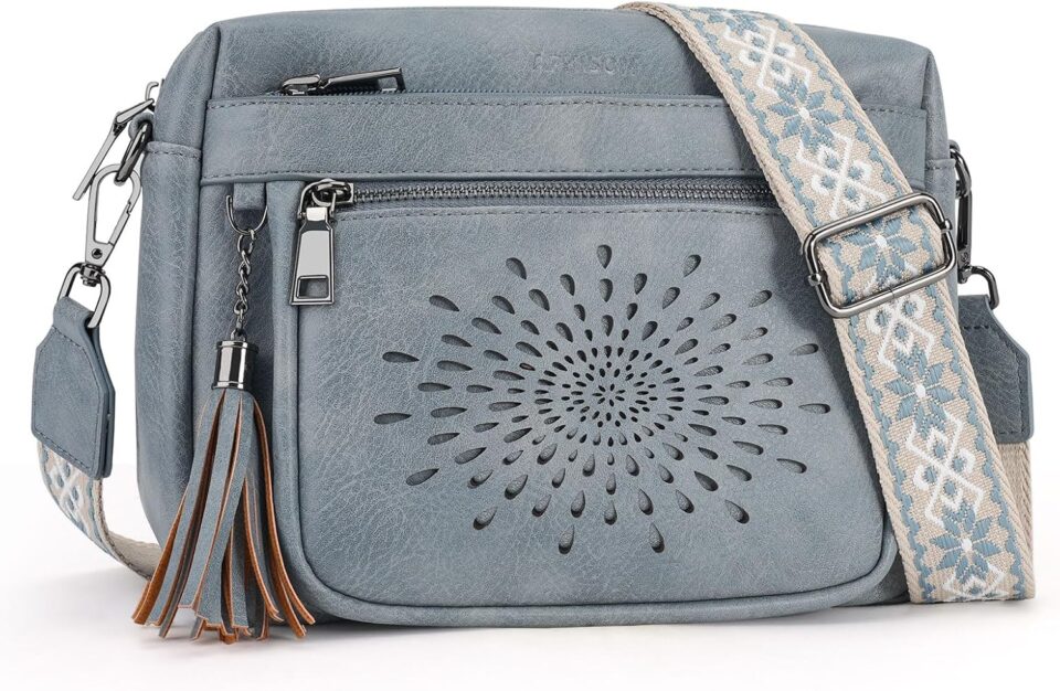 APHISON Crossbody Purse for Women，Small Crossbody Bags Trendy Vegan Leather Shoulder bag with Adjustable Strap and Tassel