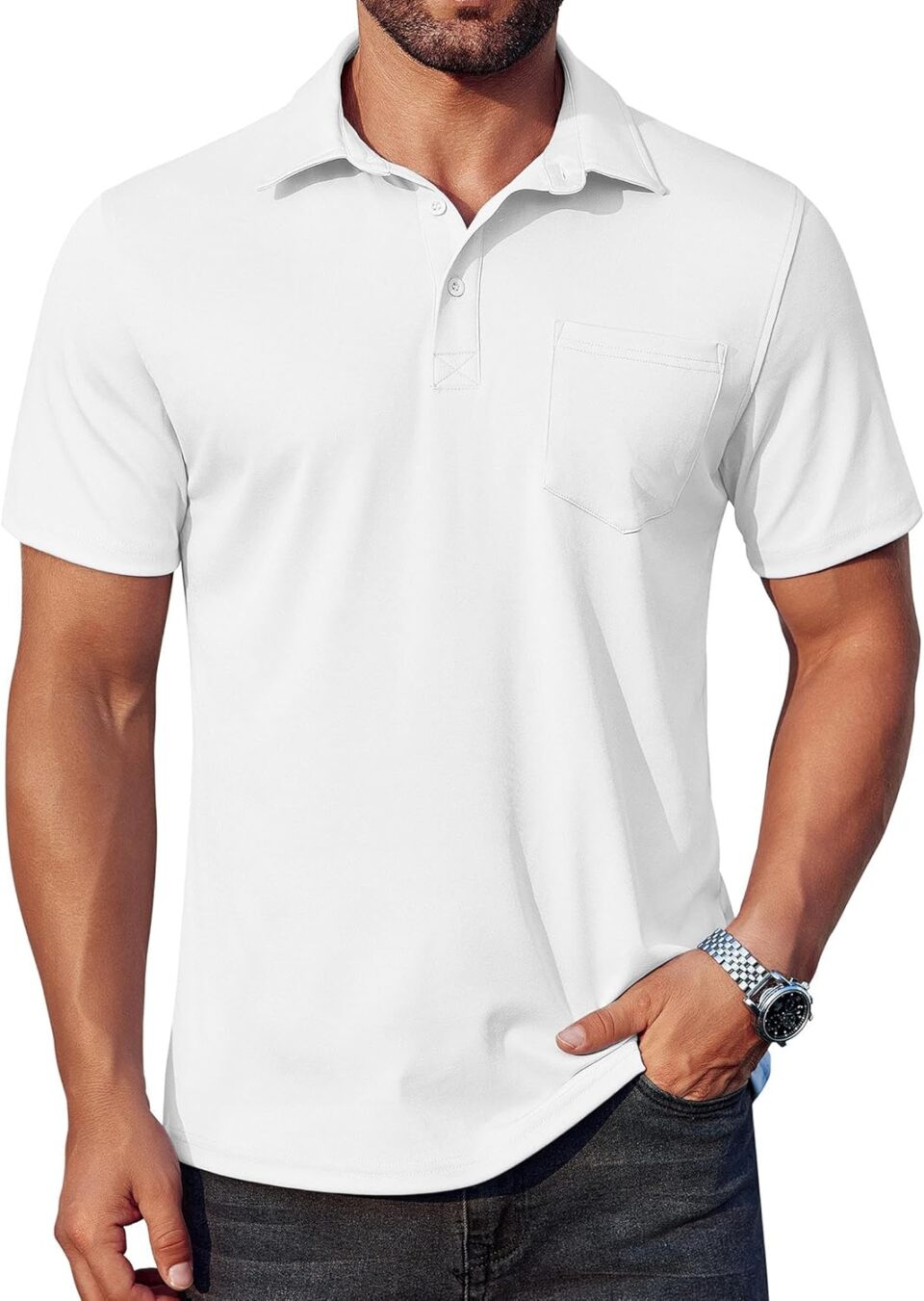 COOFANDY Men's Polo Shirts Short Sleeve Casual Shirts with Pocket