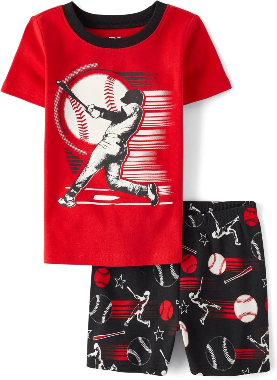 The Children's Place Boys' 100% Cotton Sleeve Top and Shorts 2 Piece Pajama Set