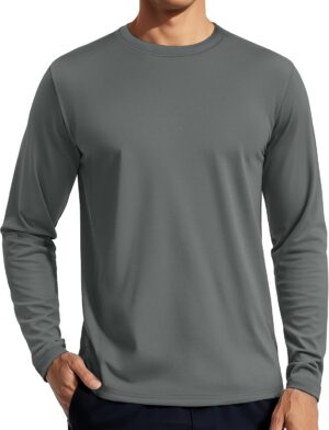 TACVASEN Men's Long Sleeve UPF 80+ Shirts Sun Protection UV SPF Shirts Rash Guard Fishing Running Quick Dry Lightweight