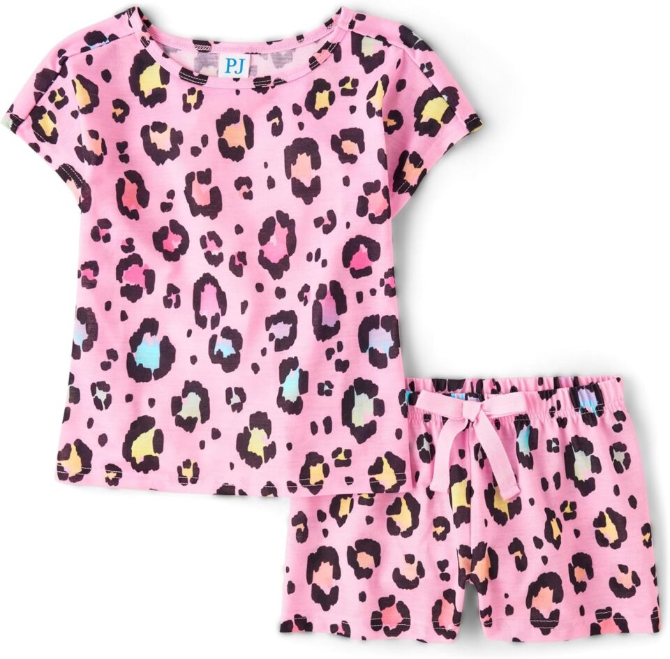 The Children's Place Girls Sleeve Top and Shorts,2 Piece Pajama Set