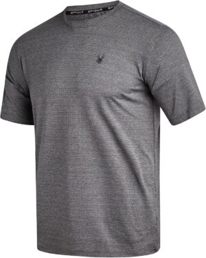 Spyder Mens Athletic Shirts - Moisture Wicking Short Sleeve Crewneck Workout Shirts for Men, Athletic Tops for Gym & Running