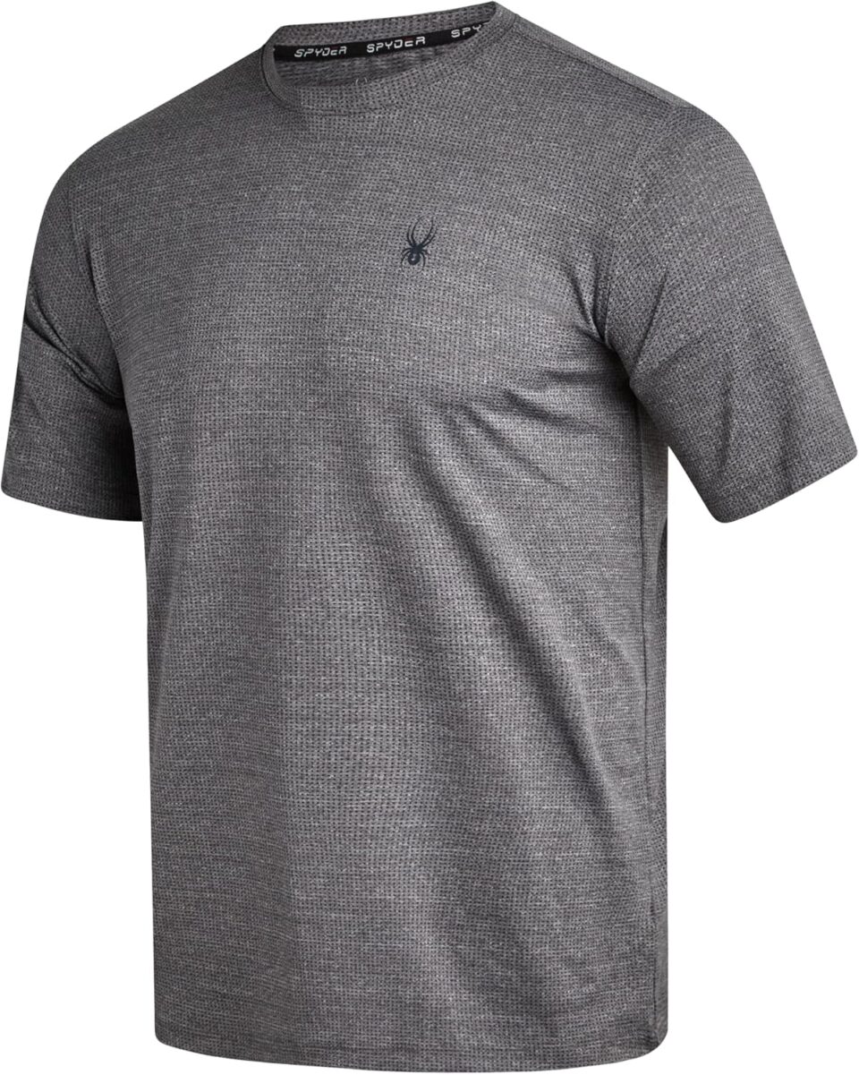 Spyder Mens Athletic Shirts - Moisture Wicking Short Sleeve Crewneck Workout Shirts for Men, Athletic Tops for Gym & Running