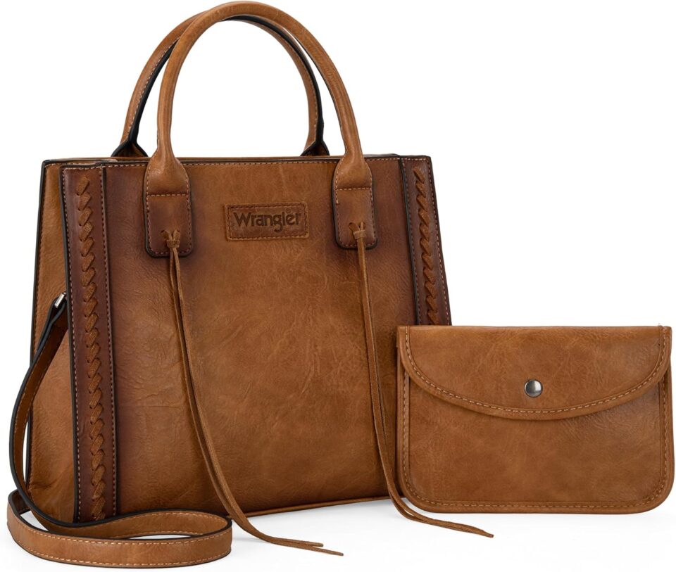Wrangler Tote Bag for Women Western Cowhide Purse and Wallet Set
