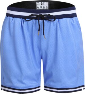 Pullonsy Basketball Athletic Mesh Shorts with Zip Pockets for Men, Running Workout Gym Sports 7 Inche Inseam