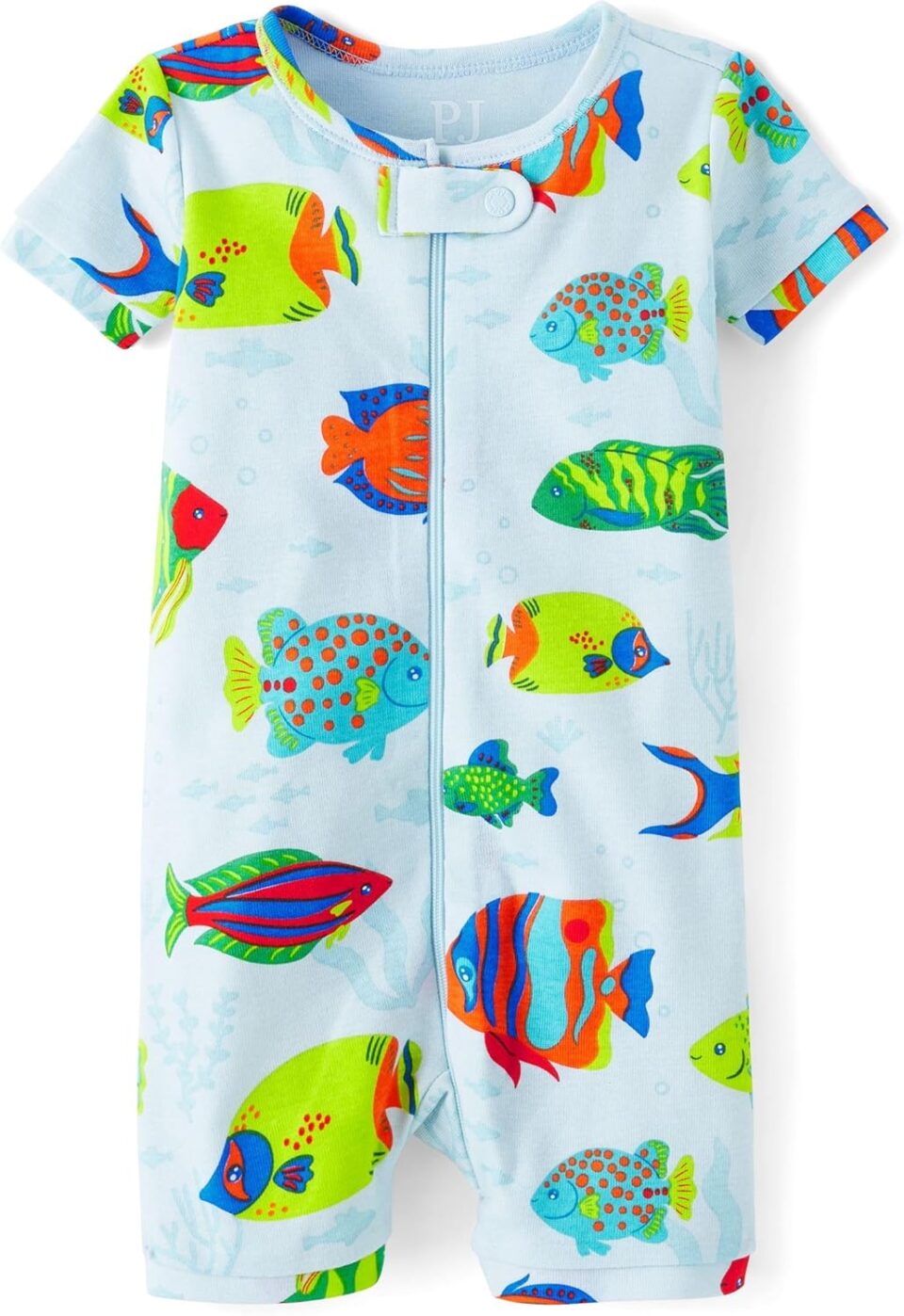 The Children's Place Baby Boys' and Newborn 100% Cotton Short Sleeve Zip Front One Piece Footless Pajamas