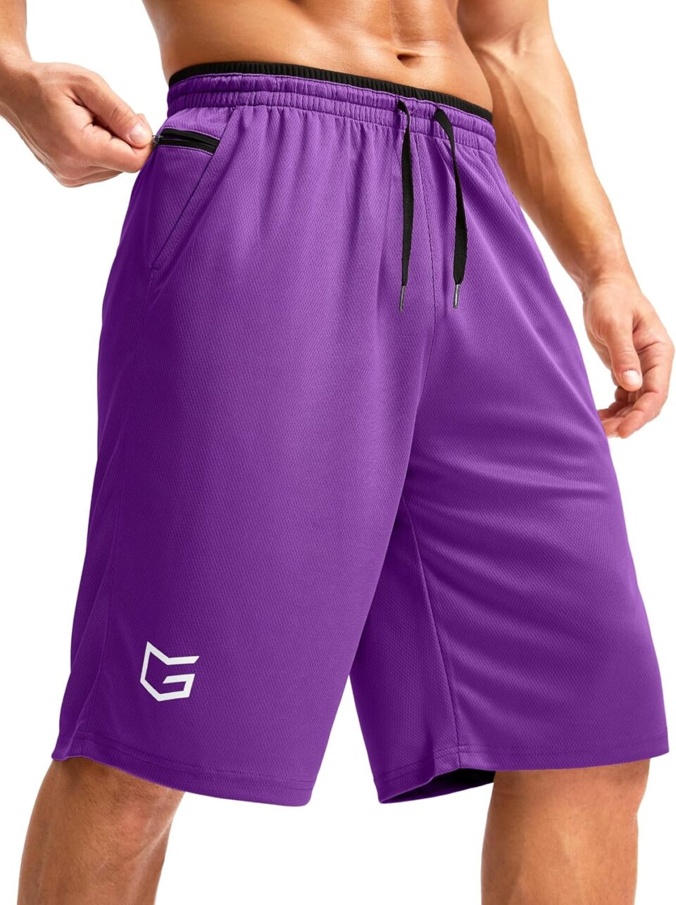 G Gradual Men's Long Basketball Shorts with Zipper Pocket 11'' Quick Dry Gym Shorts Lightweight Mesh Athletic Shorts for Men